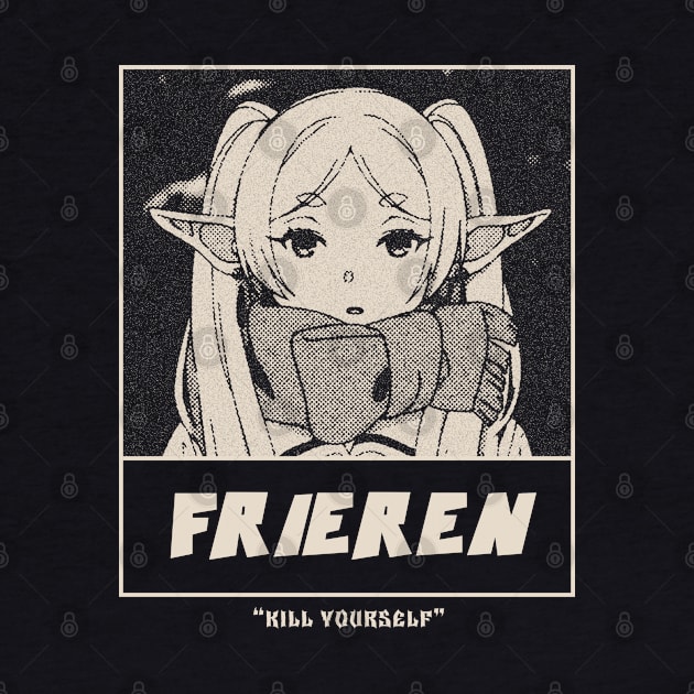 Frieren Gloomy Halftone Fanart Design by Gloomeeey